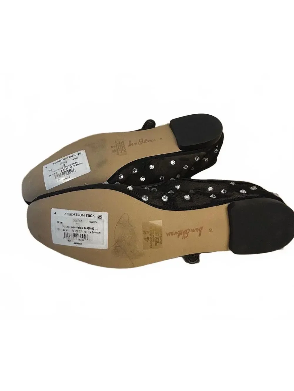 Sam Edelman Women's Black Mary Jane Flats with Rhinestone Accents NWT